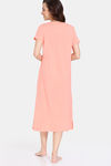 Zivame Peeking Barks Knit Cotton Mid Length Nightdress - Peach Nector — thumbnail 4